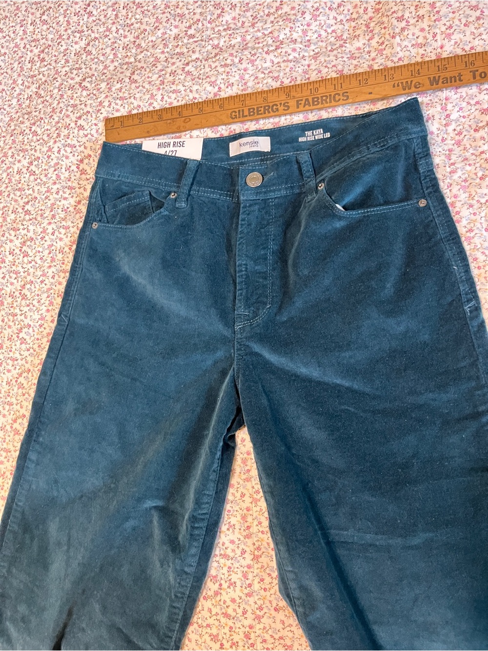 Teal Corduroy Wide Leg Pants. Size 4 - Picture 5 of 7